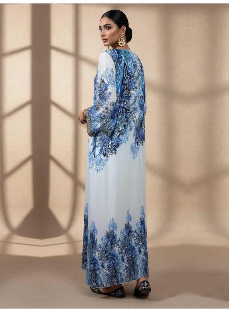 الايا جلابية نسائية شيفون مطرزة بالزهور - Image 2